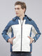 Men Blue Solid Hooded Full Sleeve Jackets
