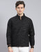 Men Black Solid Stand Collar Full Sleeve Jacket