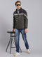 Men Green Solid Stand Collar Full Sleeve Jacket