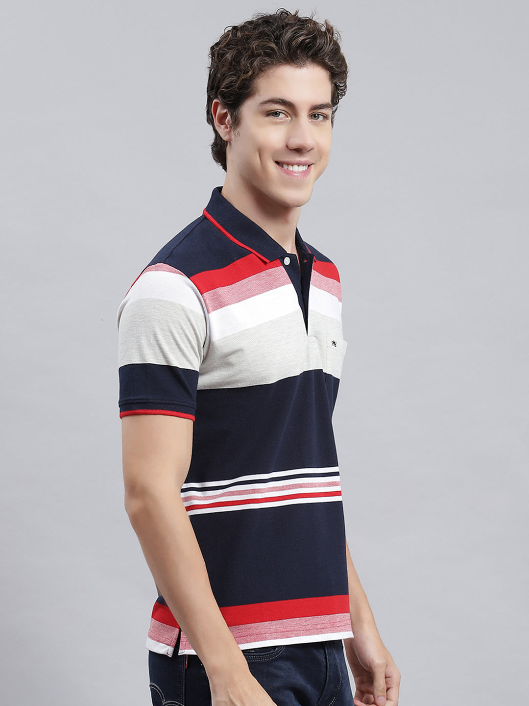 Men Blue Stripe T-Shirt