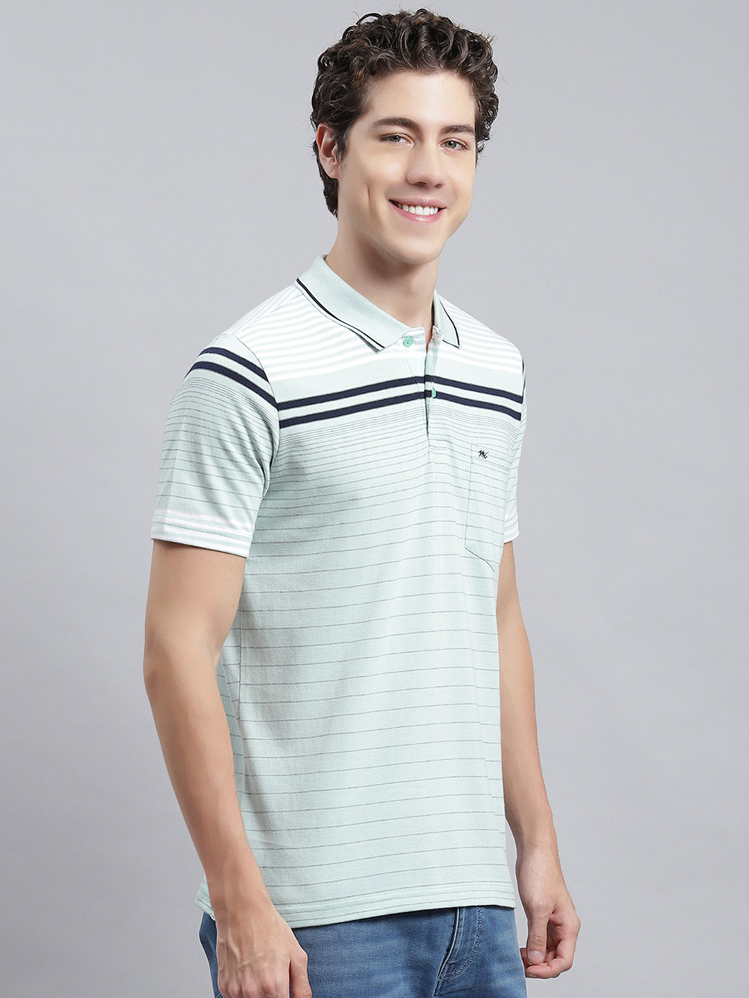 Men Green Stripe T-Shirt