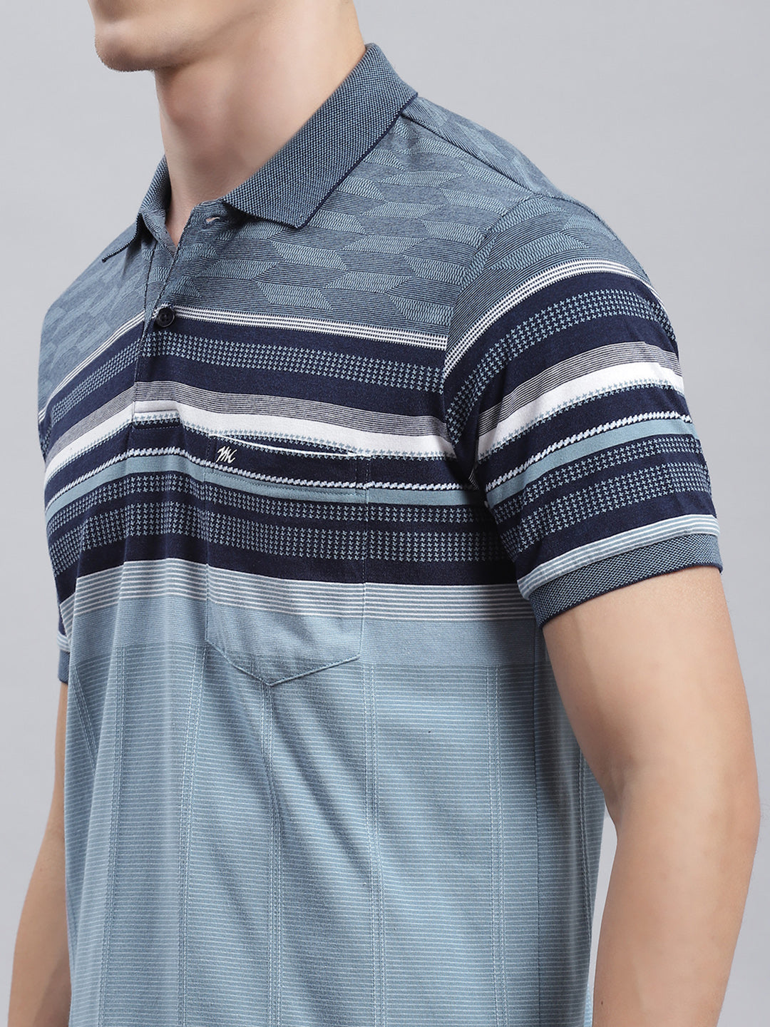 Men Blue Stripe T-Shirt