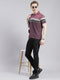 Men Maroon Stripe Collar Half Sleeve T-Shirts