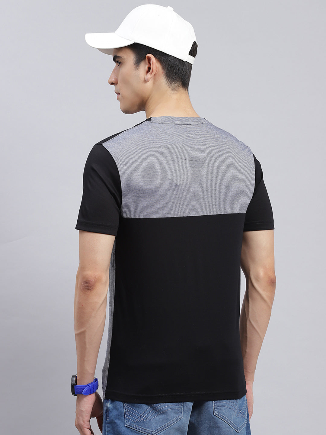 Men Black Printed Cotton Blend T-Shirt