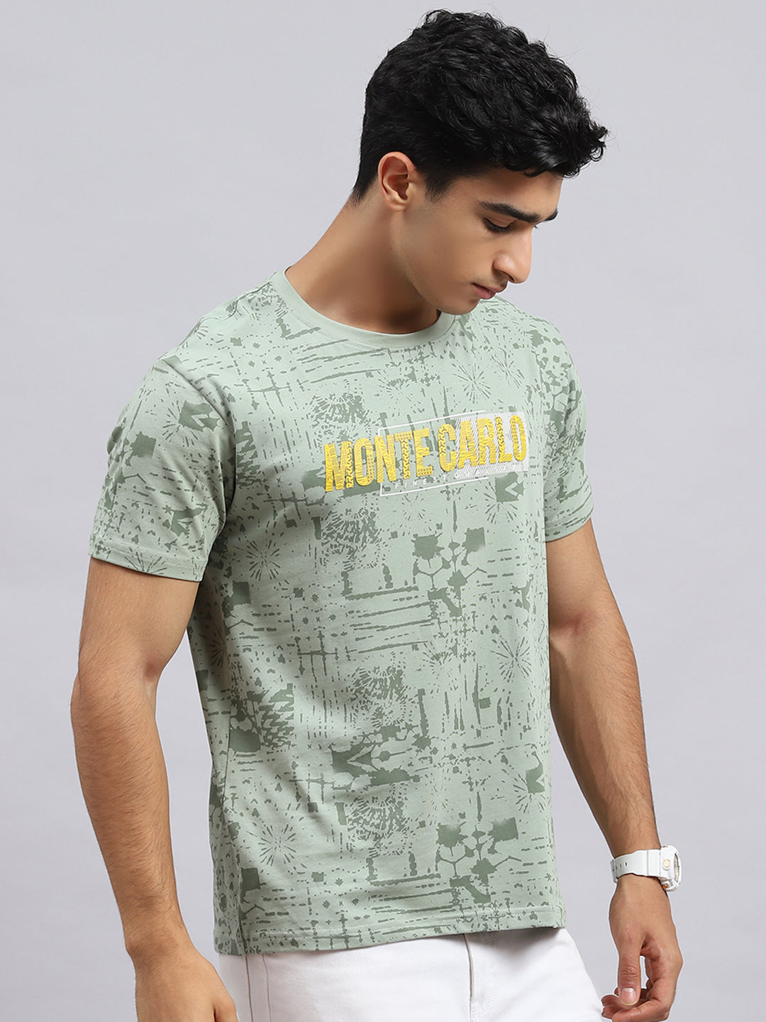 Men Green Printed T-Shirt