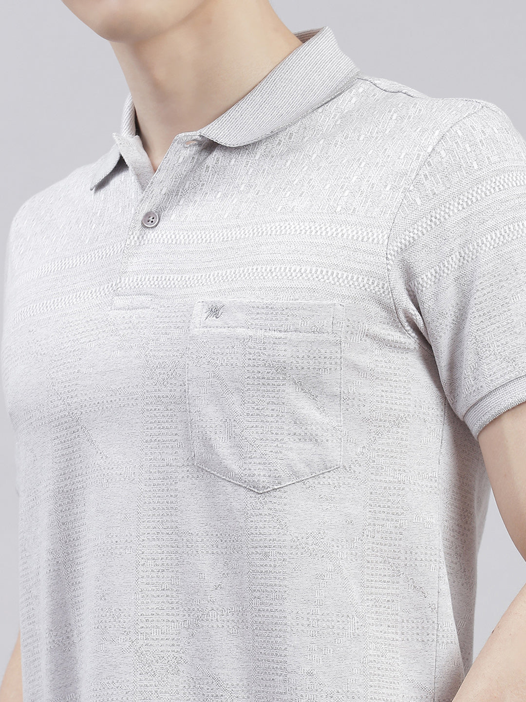 Men Grey Solid Collar Half Sleeve T-Shirts