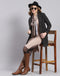 Women Black Solid Lapel Collar Full Sleeve Coat