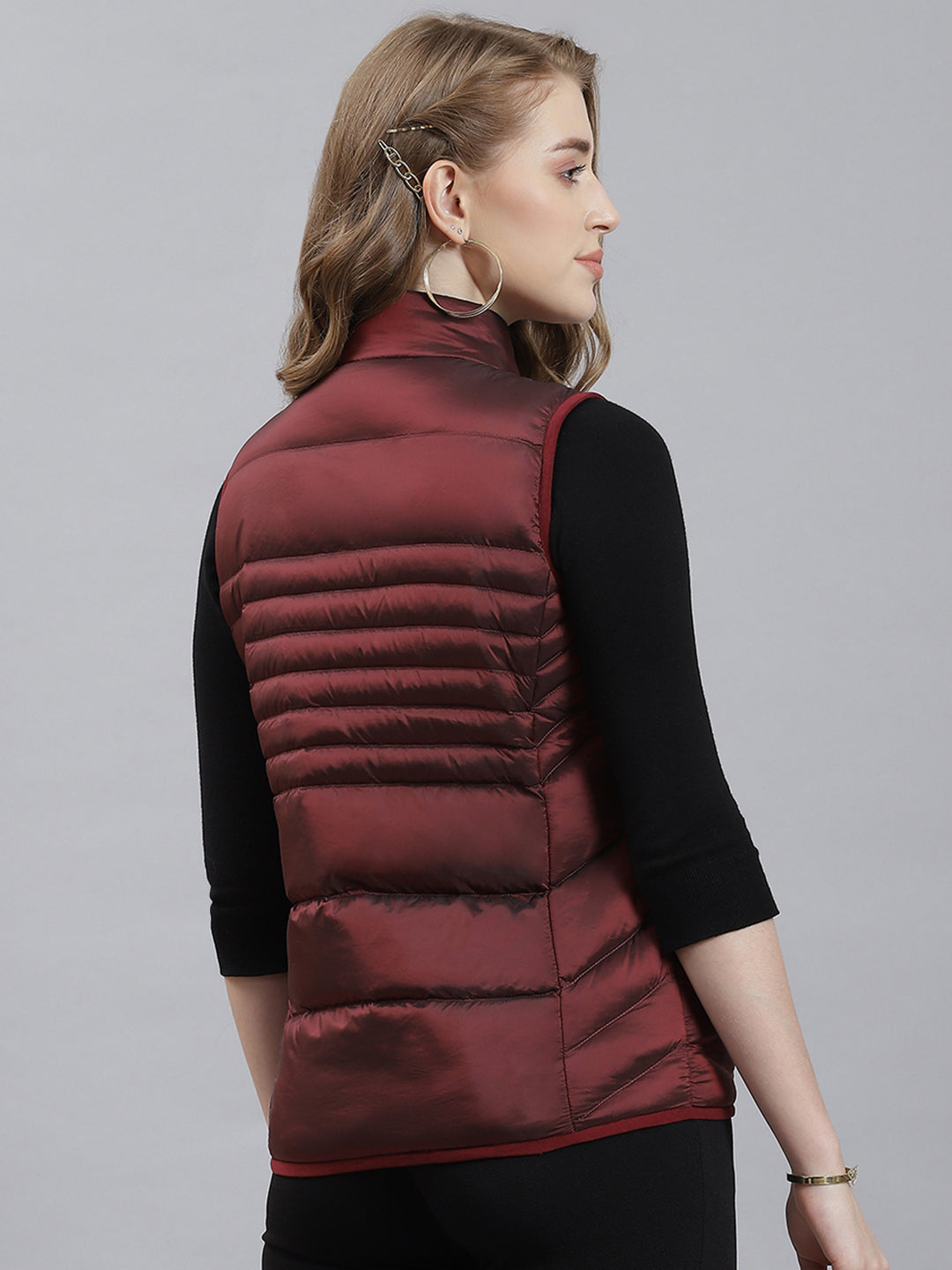 Women Maroon Printed Jacket