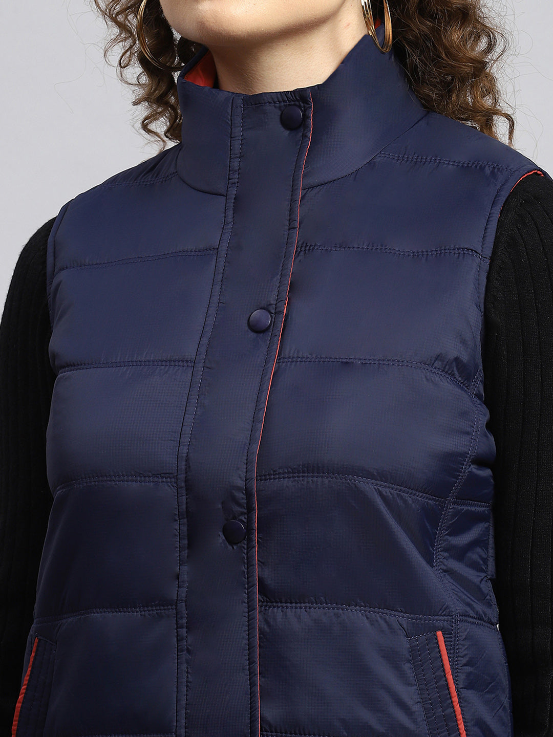 Women Navy Blue Printed Jacket