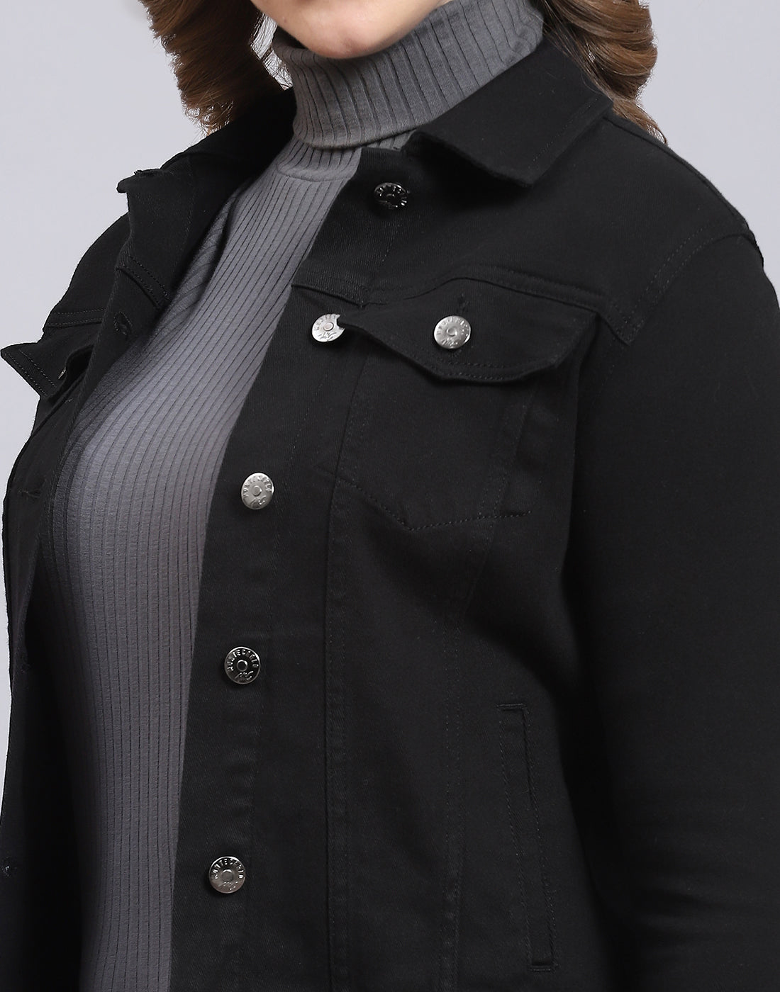 Women Black Solid Collar Full Sleeve Jacket
