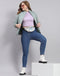 Women Green Embroidered Stand Collar Full Sleeve Jacket