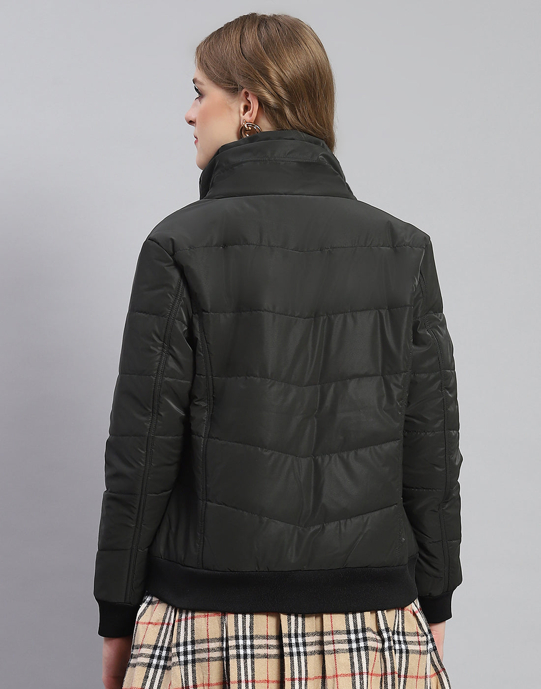 Women Olive Solid Hooded Full Sleeve Jacket