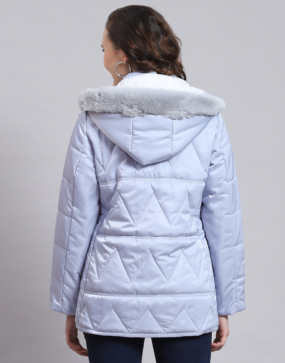 Women Blue Solid Hooded Full Sleeve Jacket