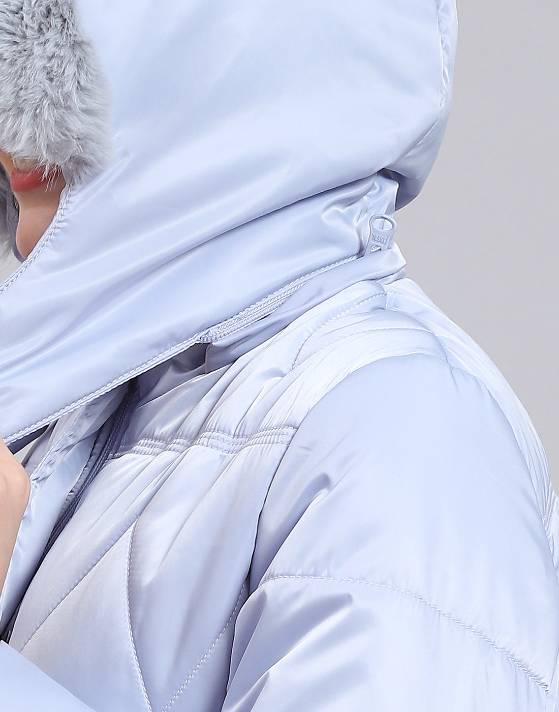 Women Blue Solid Hooded Full Sleeve Jacket