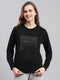 Women Black Printed Round Neck Full Sleeve Sweatshirts