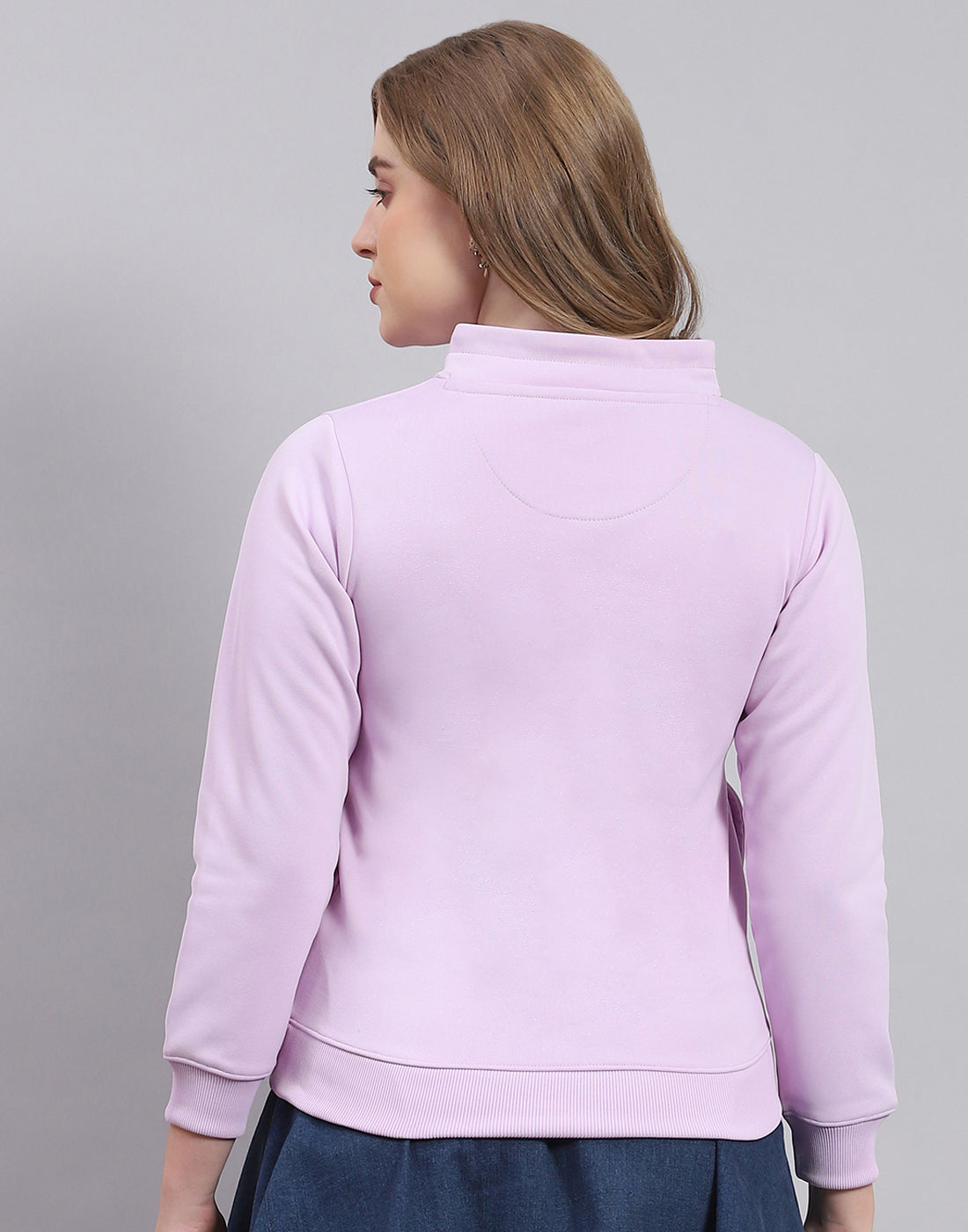 Women Purple Printed H Neck Full Sleeve Sweatshirt