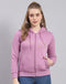 Women Purple Embroidered Hooded Full Sleeve Sweatshirt