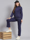 Women Purple Solid Stand Collar Full Sleeve Tracksuits