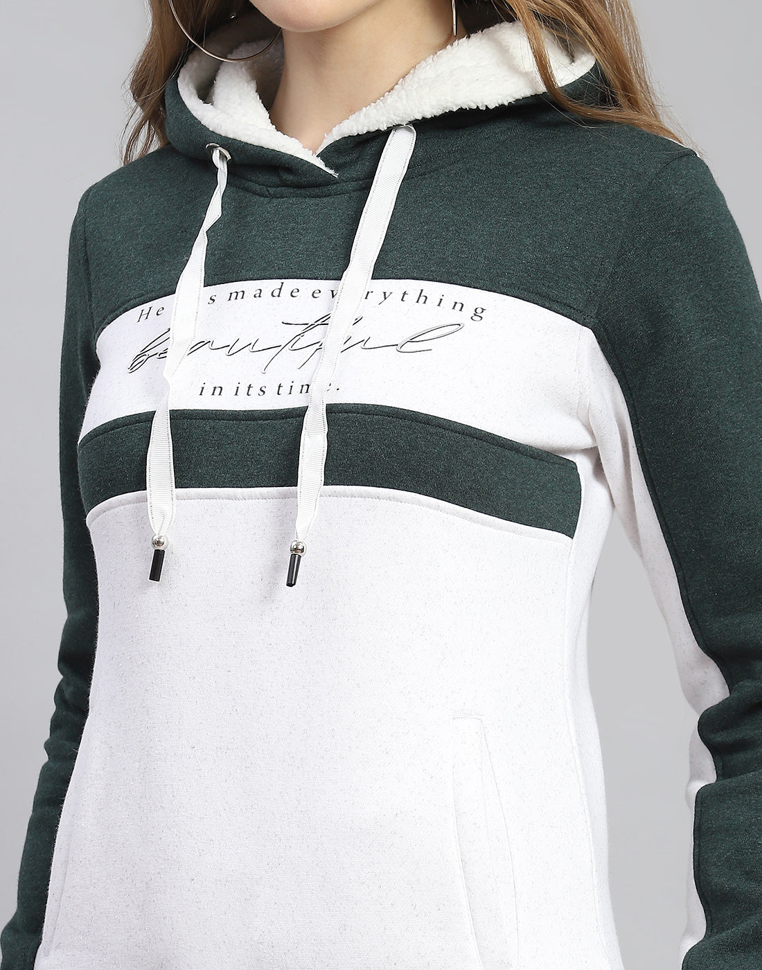 Women White Printed Hooded Full Sleeve Tracksuit