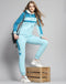 Women Blue Printed Hooded Full Sleeve Tracksuit