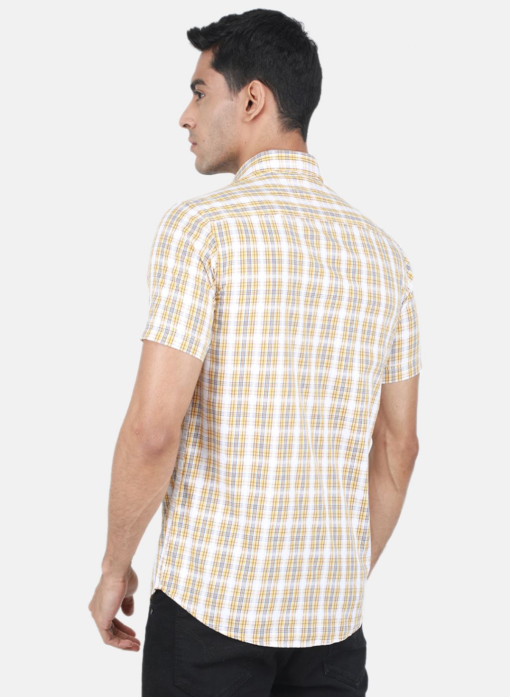 Men Yellow Check Shirt