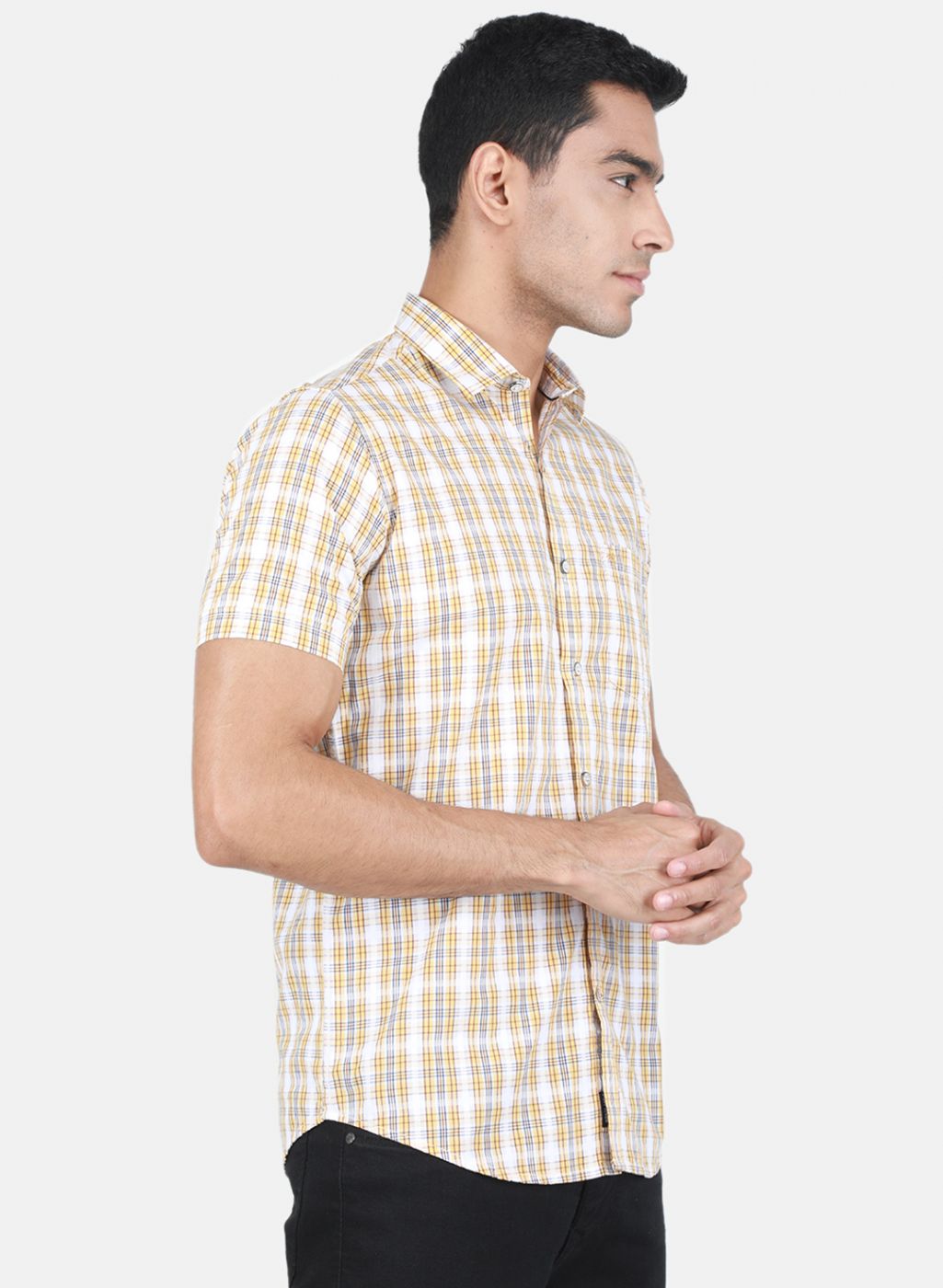 Men Yellow Check Shirt