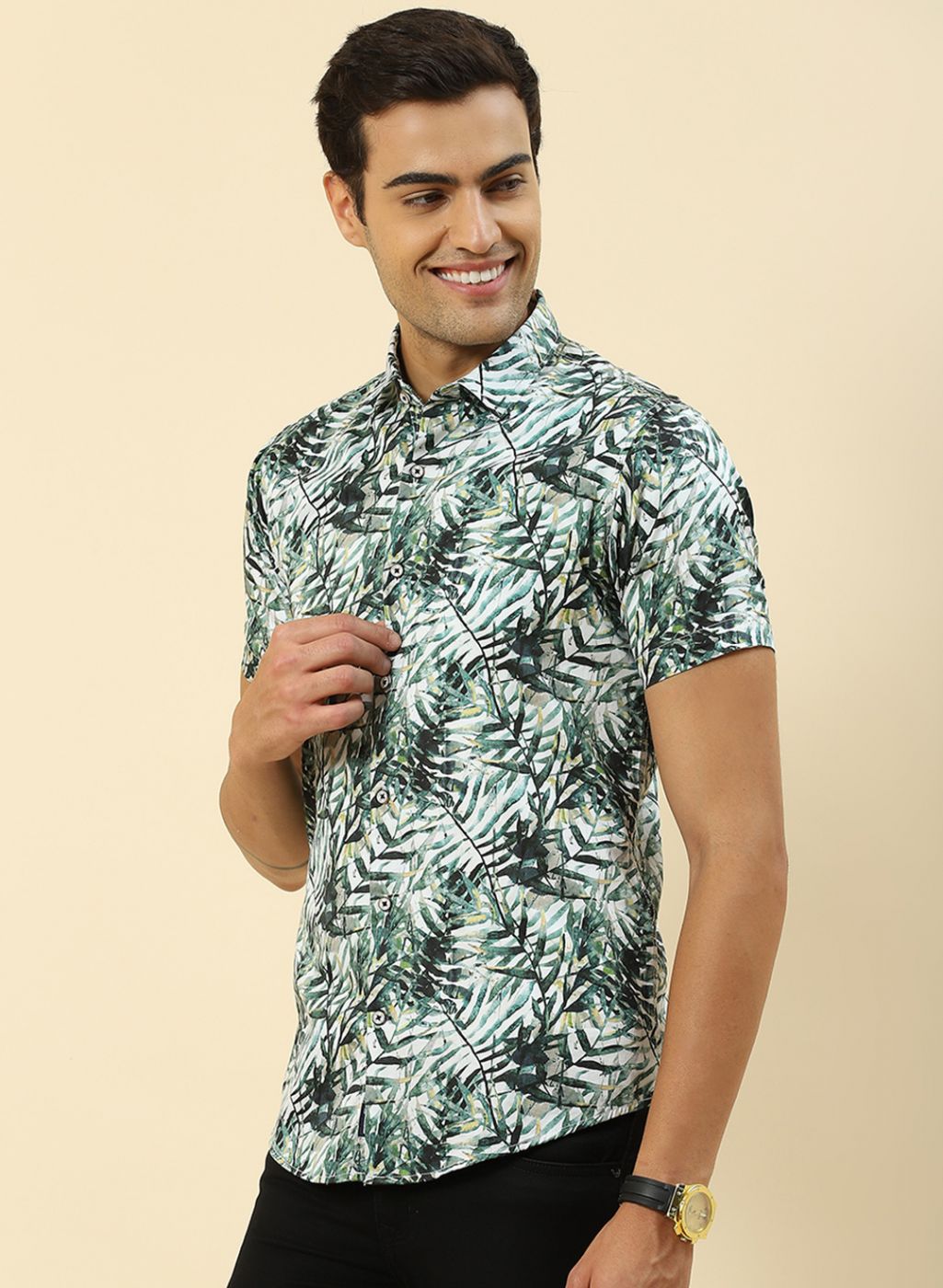Men Green Printed Shirt