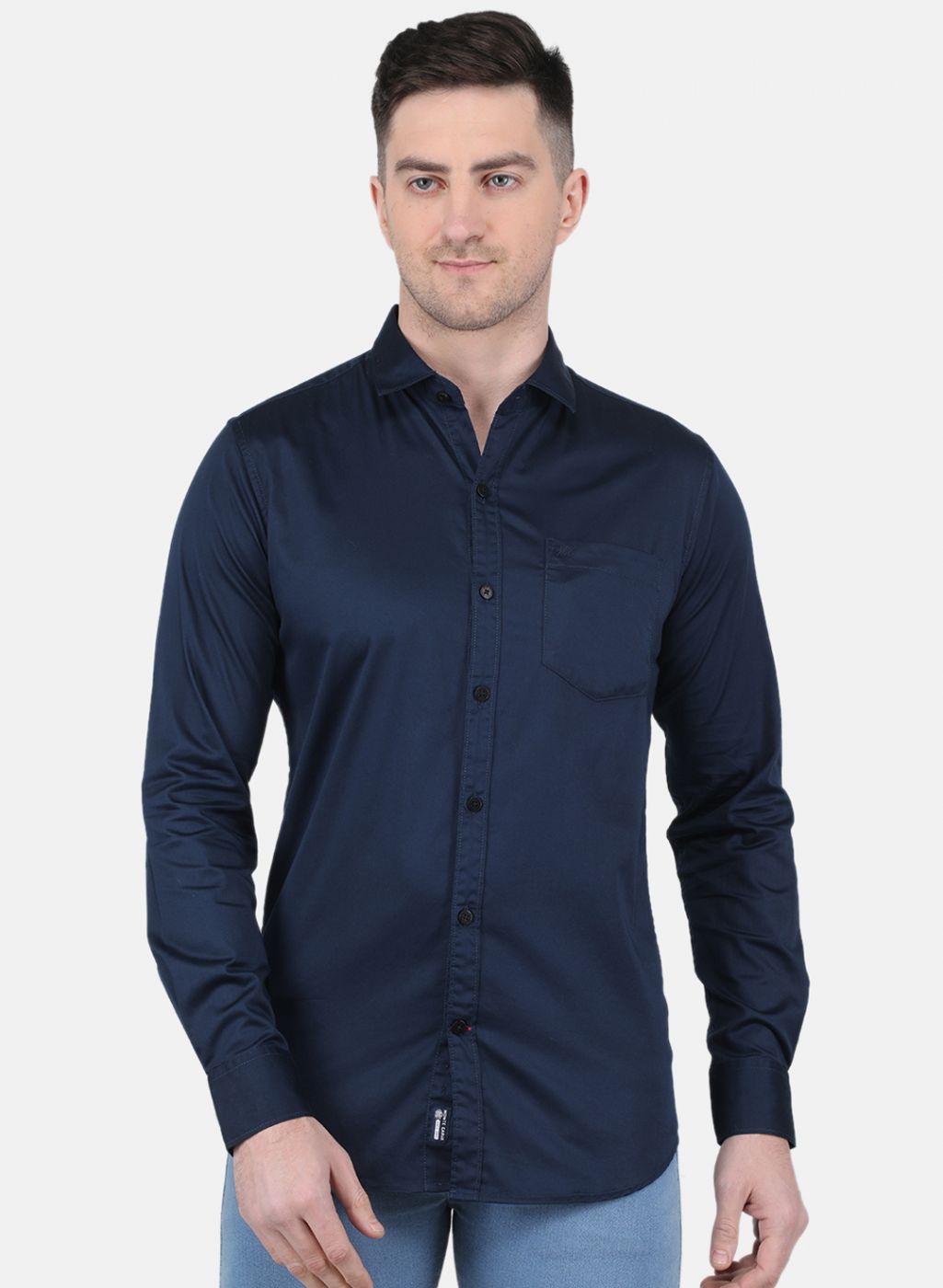 Men NAvy Blue Solid Shirt