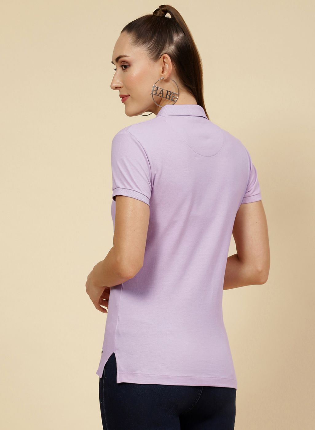 Women Purple Solid T-Shirt