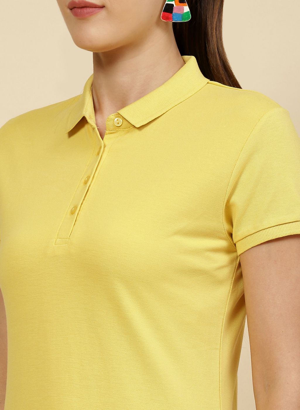 Women Yellow Solid T-Shirt