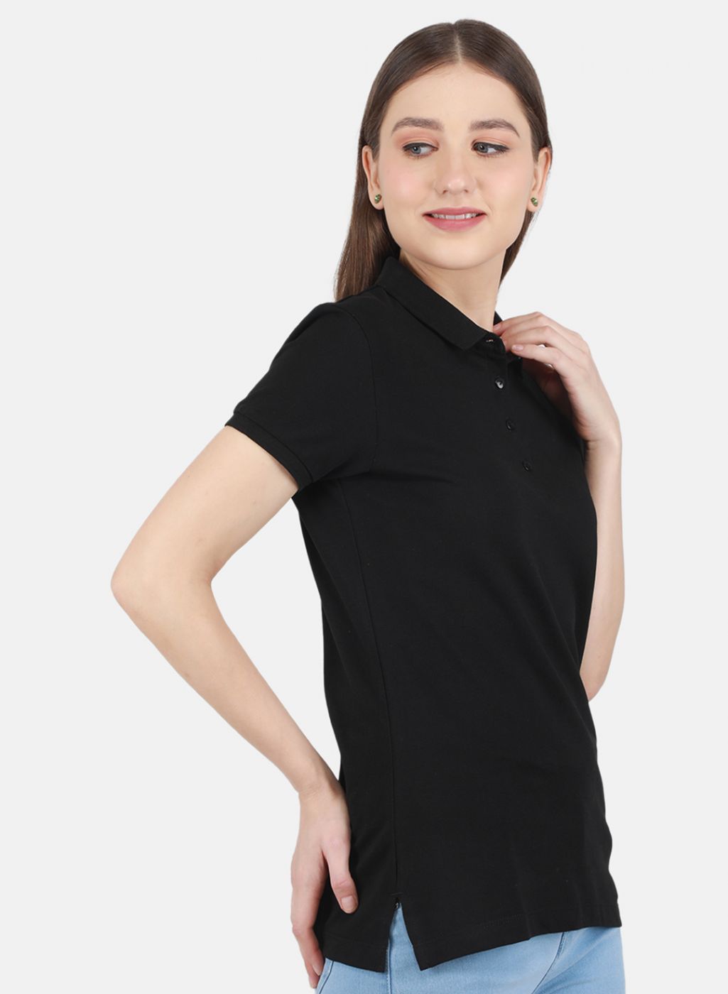 Women Black Solid T-Shirt