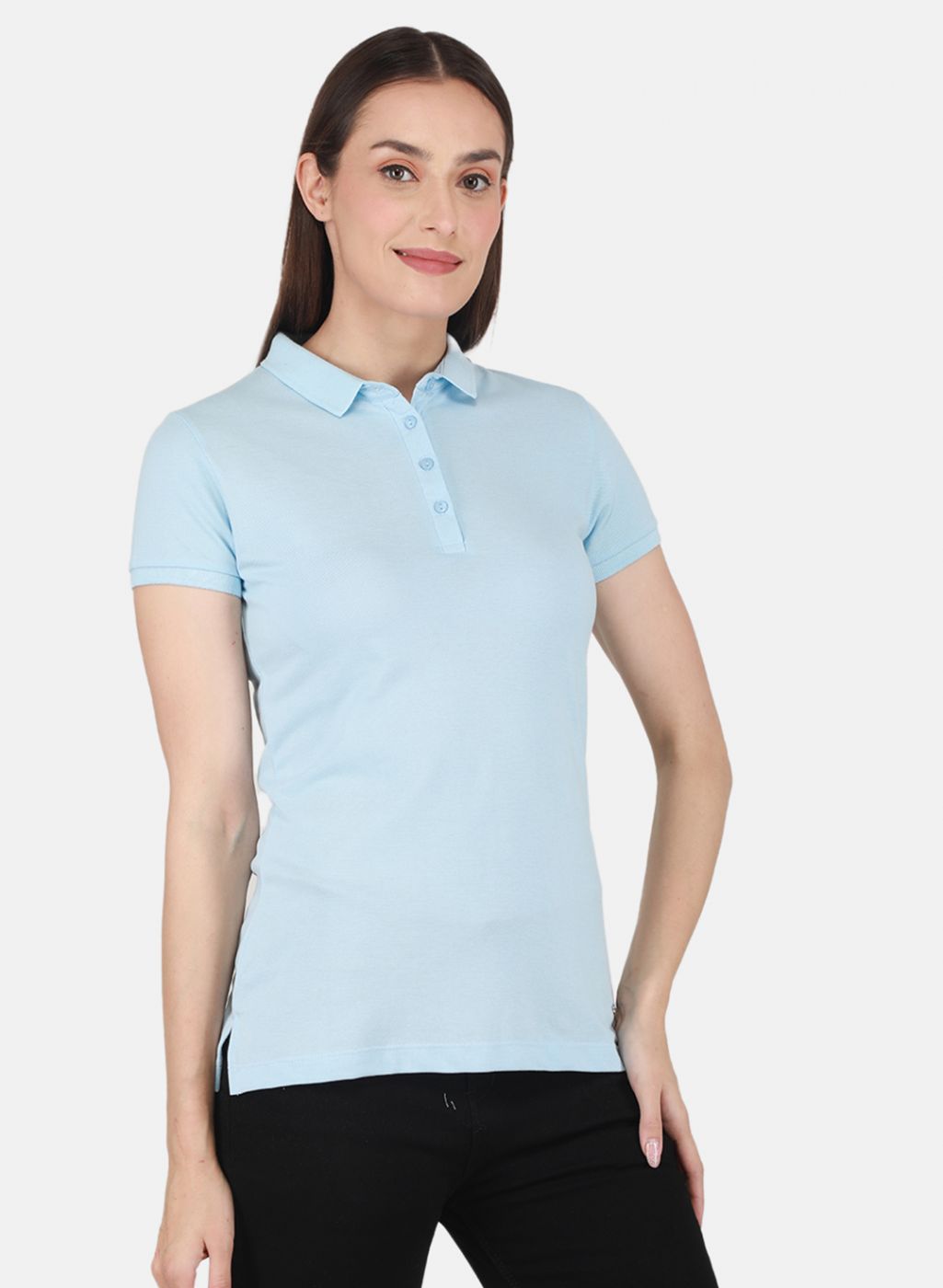 Women Sky Blue Solid T-Shirt