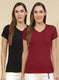 Women Maroon Plain Top 2 Pc Set