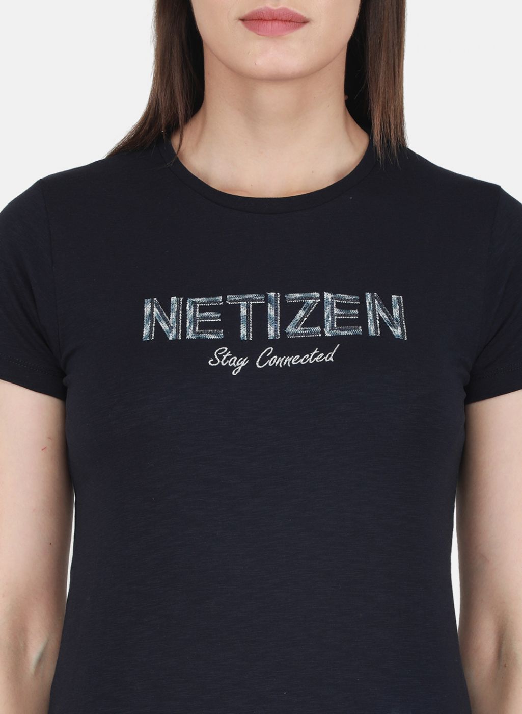 Women NAvy Blue Embroidered Top