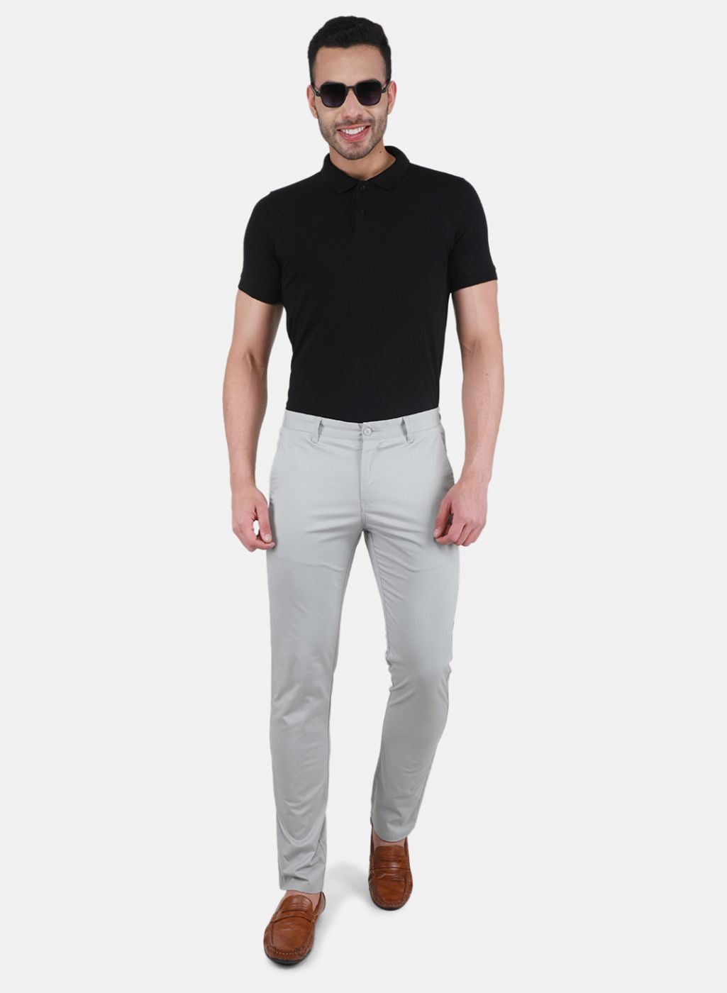 Men Grey Regular Fit Trouser