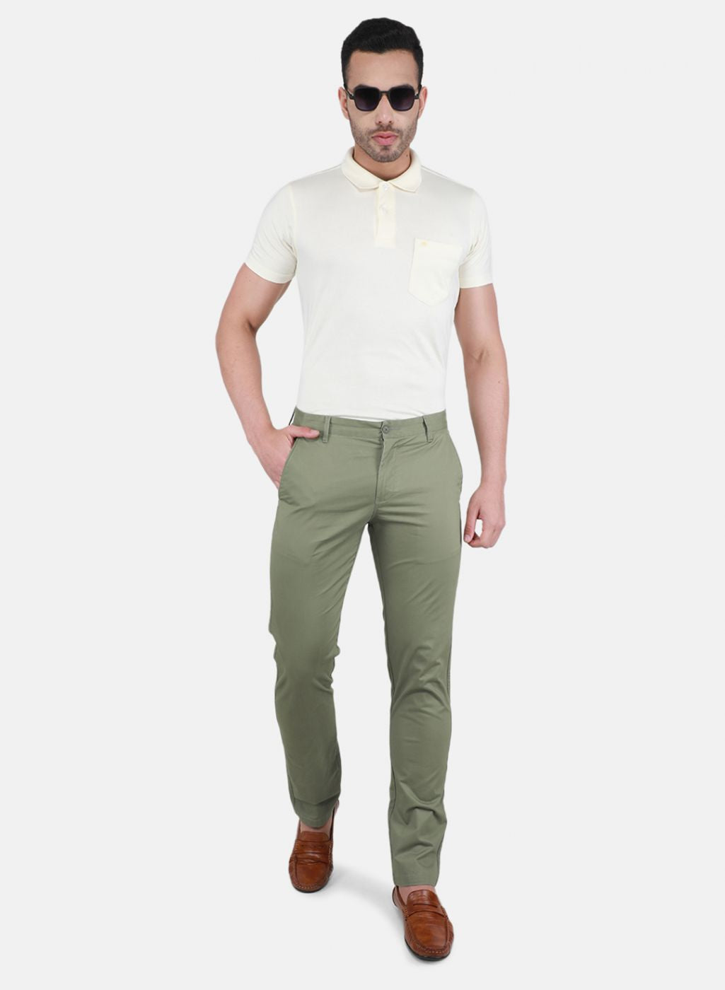 Men Green Regular Fit Trouser