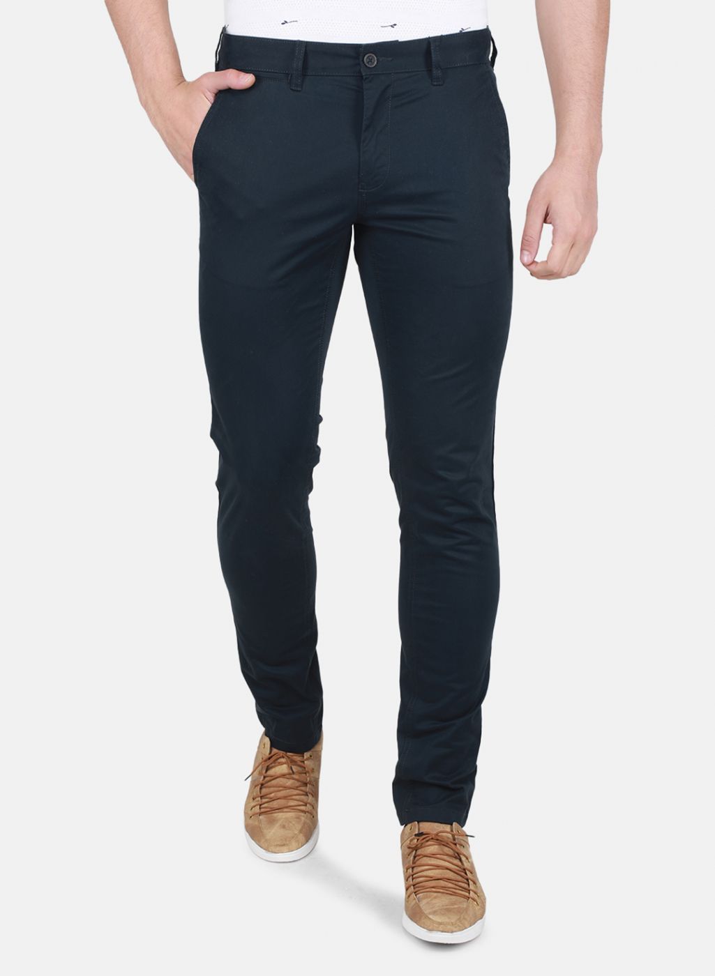 Buy Men Navy Blue Regular Fit Trouser Online in India - Monte Carlo