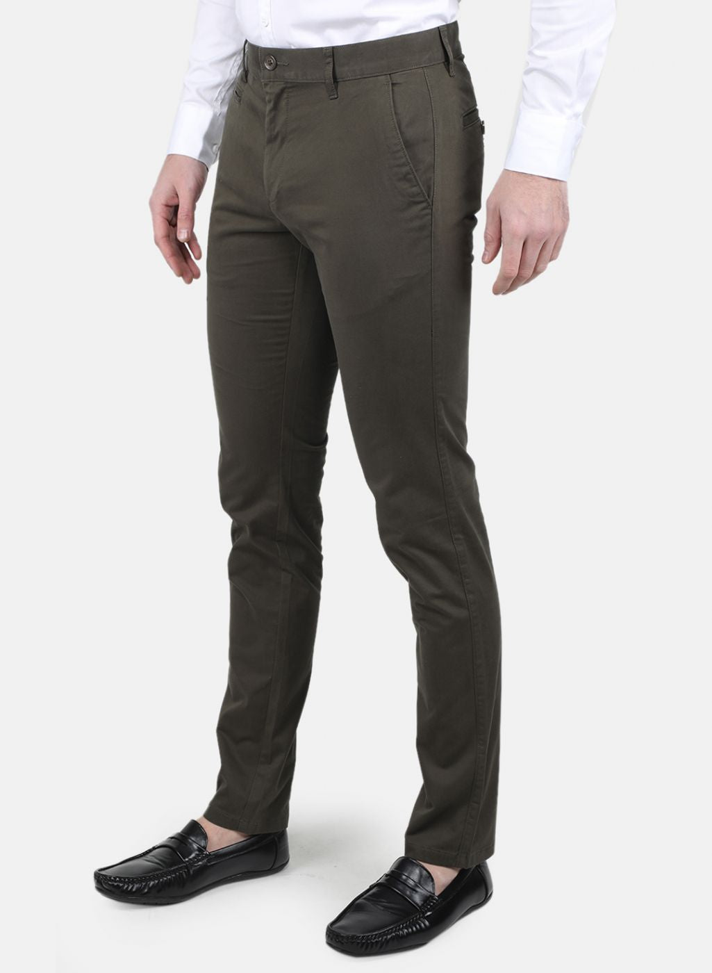 Men Olive Regular Fit Trouser