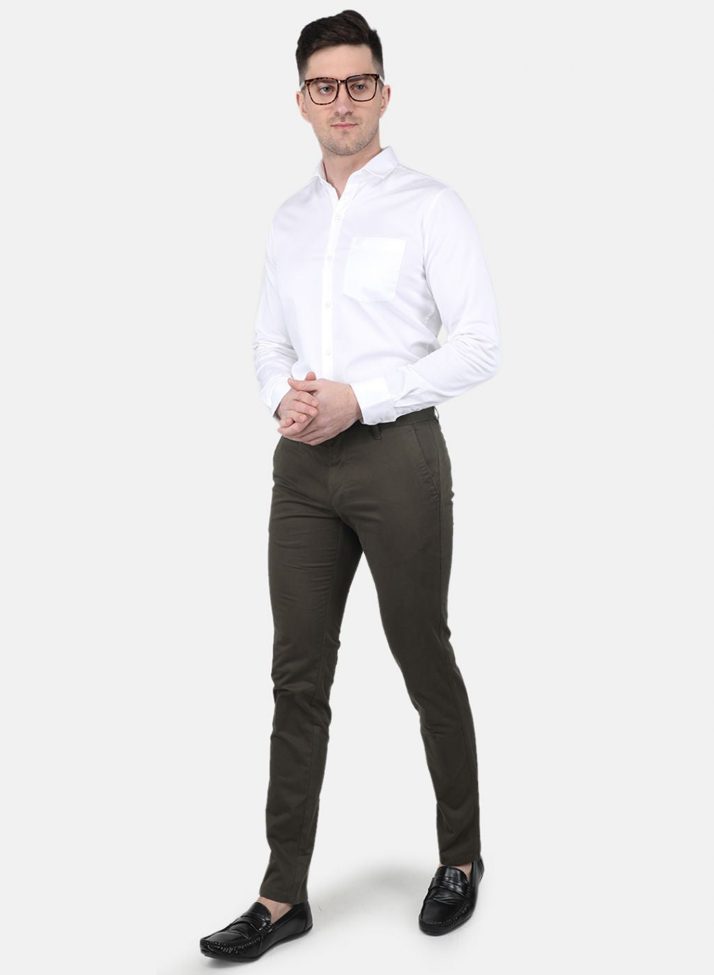 Men Olive Regular Fit Trouser