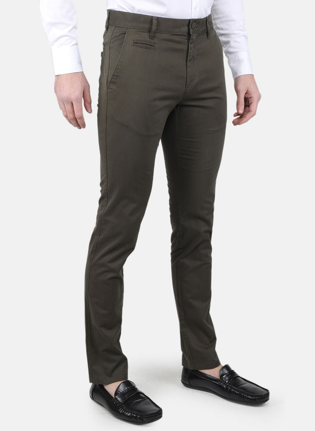 Men Olive Regular Fit Trouser