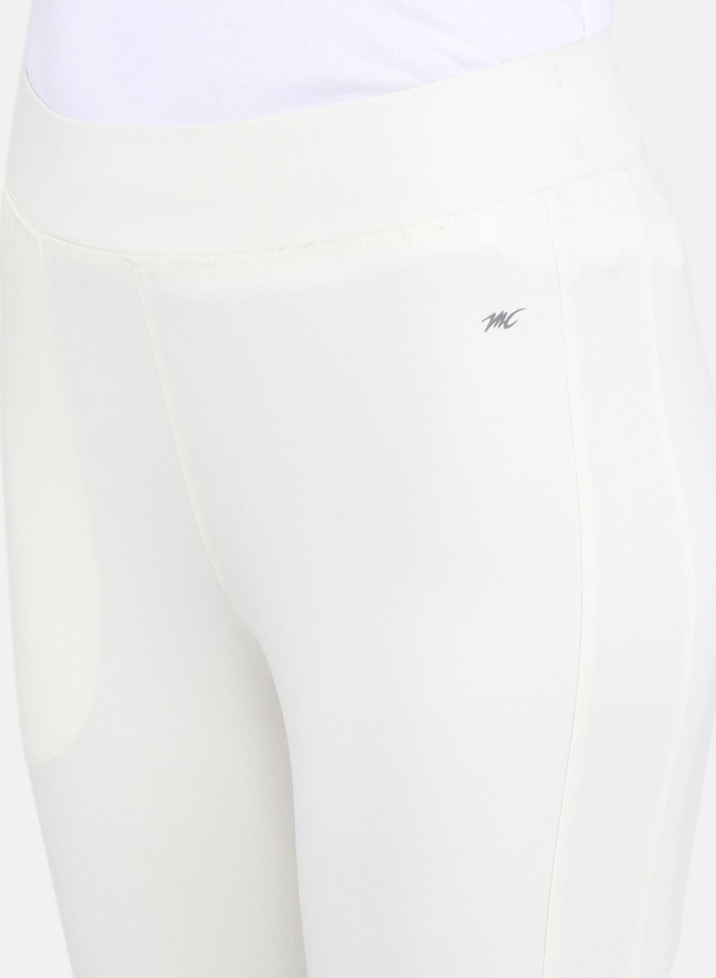 Women Off White Solid Capri