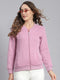 Women Purple Solid Mandarin Collar Full Sleeve Sweatshirts