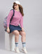Women Purple Embellished Round Neck Full Sleeve Sweatshirt