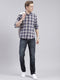 Men Navy Blue Light Wash Narrow Fit Denims