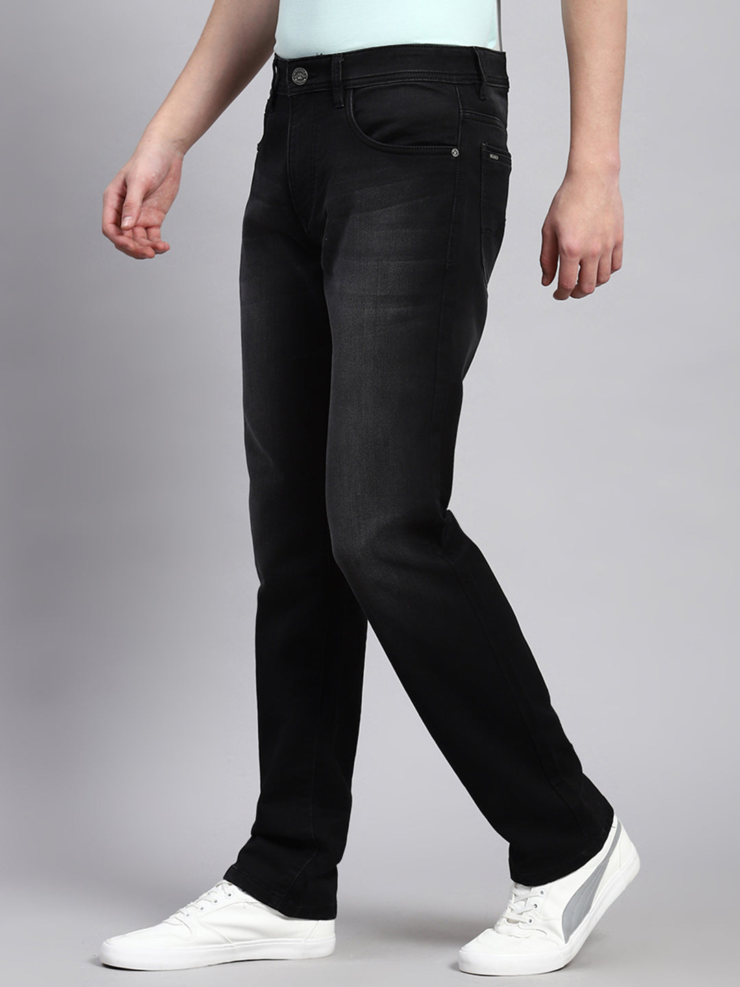 Men Black Regular Fit Denim
