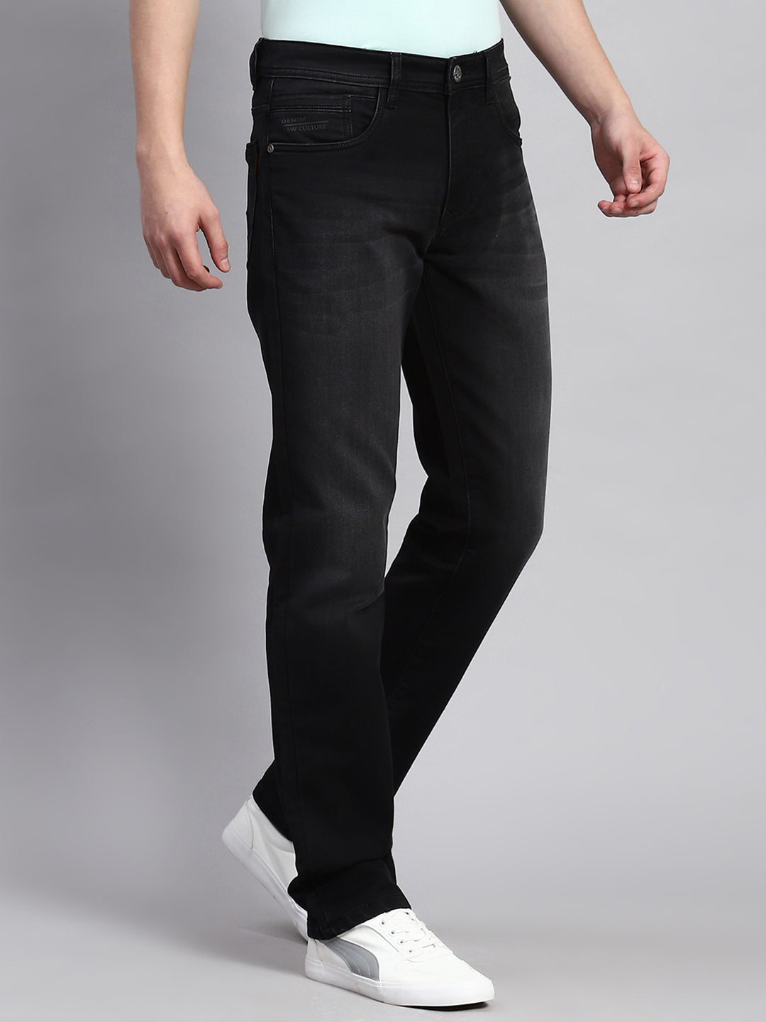 Men Black Regular Fit Denim