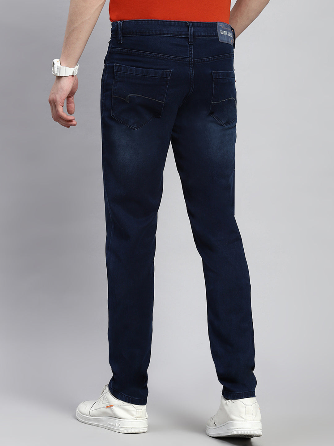 Men Navy Blue Narrow Fit Denim