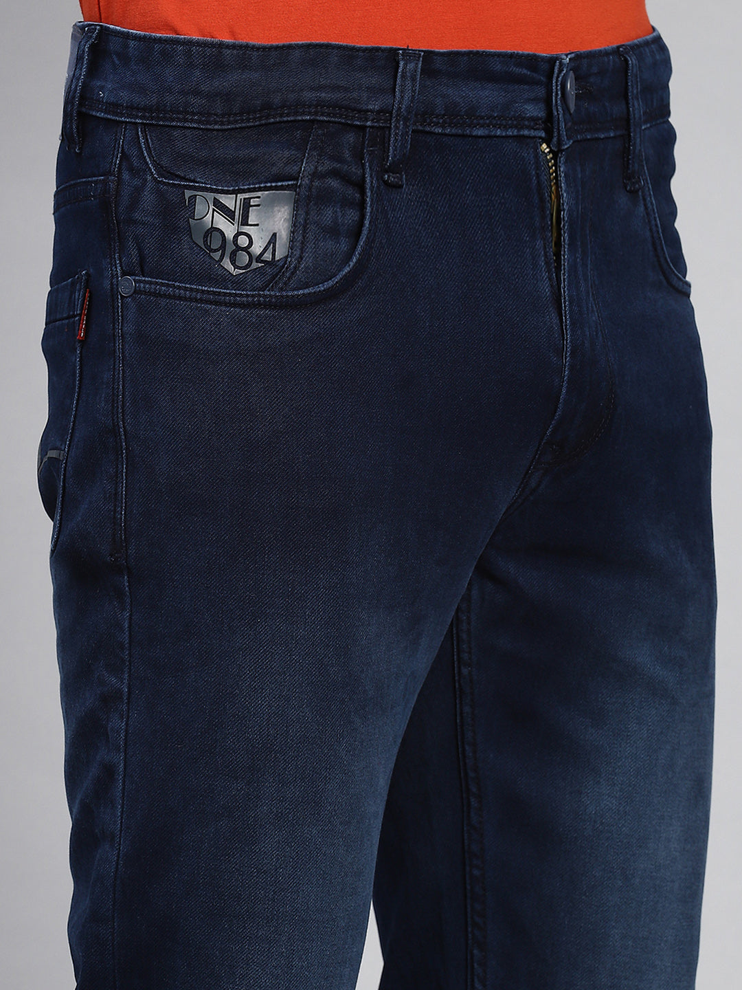 Men Navy Blue Narrow Fit Denim
