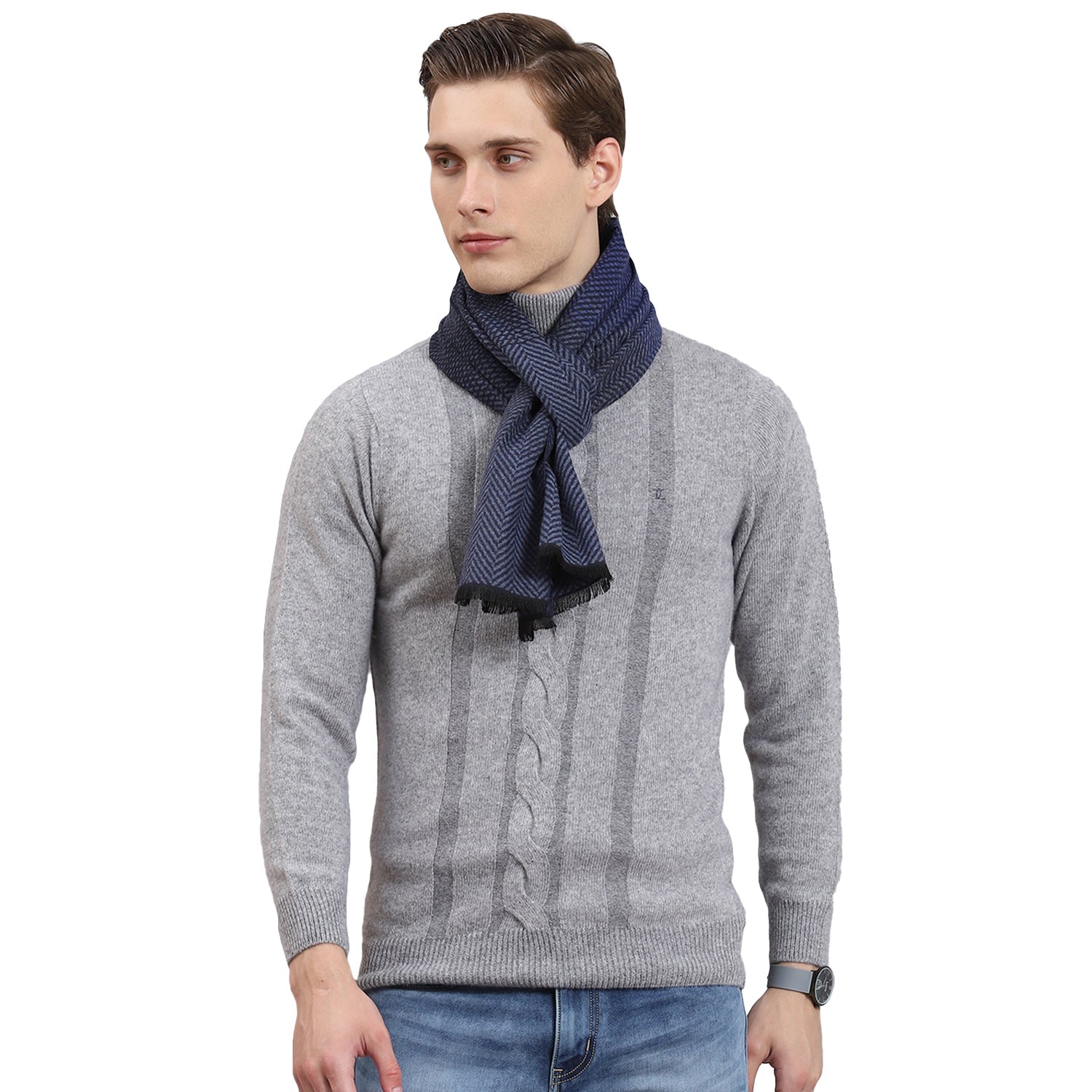 Men Blue Solid Muffler