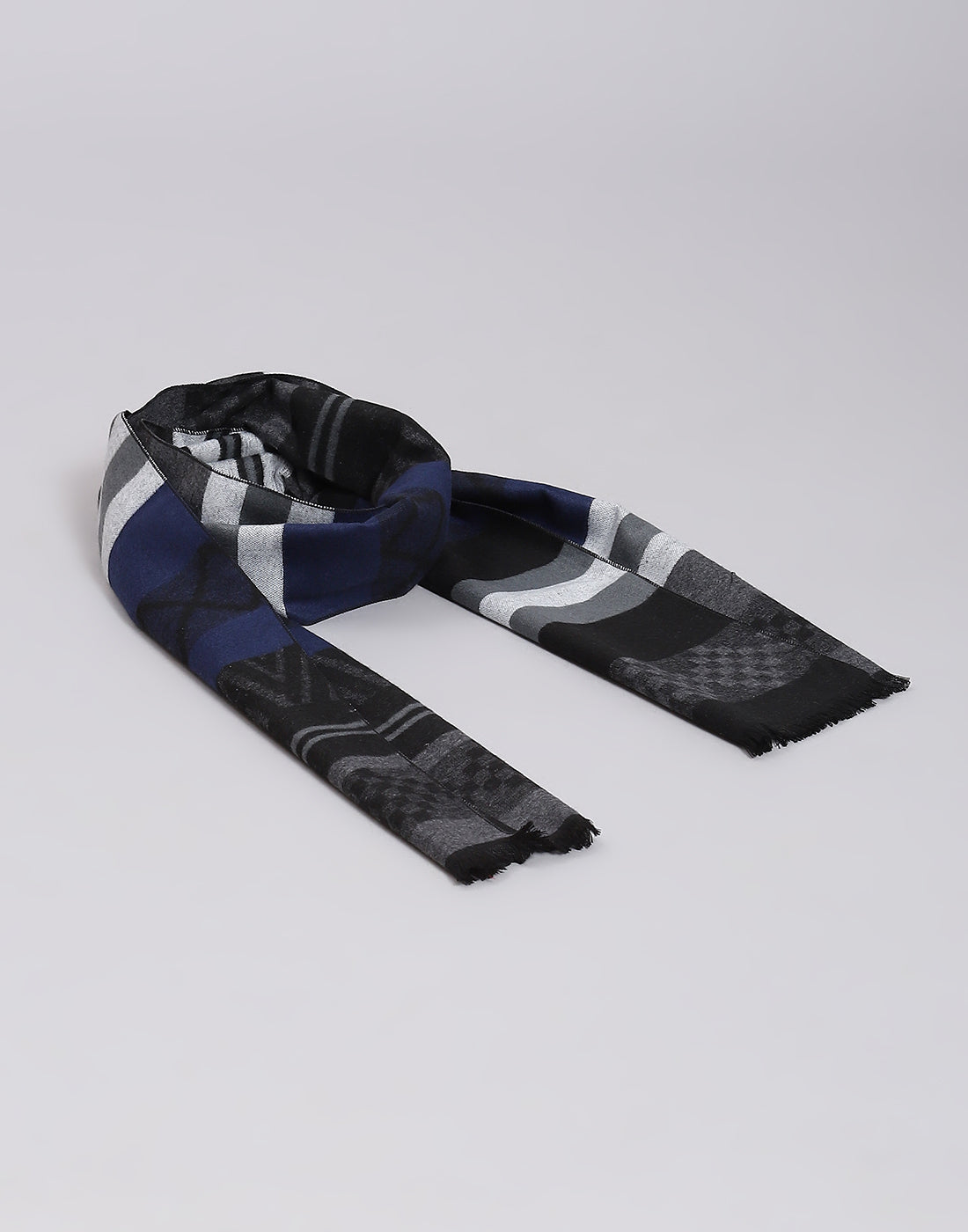 Men Black Self Design Muffler